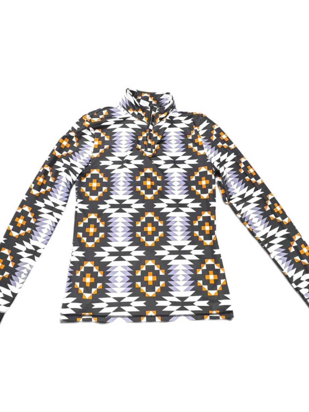 Ranch Dress'N Peformance Quarter Zip Top Black Gold Western Aztec Print Size XL
